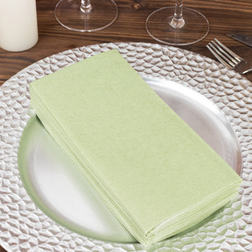 20 Pack | Sage Green Soft Linen-Feel Airlaid Paper Dinner Napkins, Highly Absorbent Disposable Party Napkins