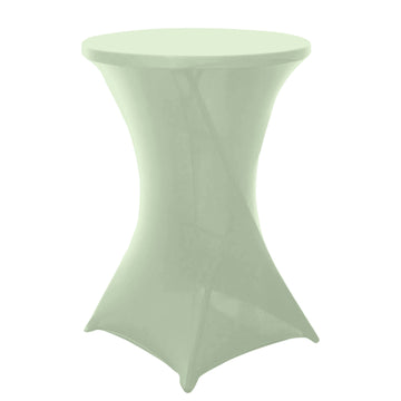 Sage Green Highboy Spandex Cocktail Table Cover, Fitted Stretch Tablecloth for 24"-32" Dia High Top Tables
