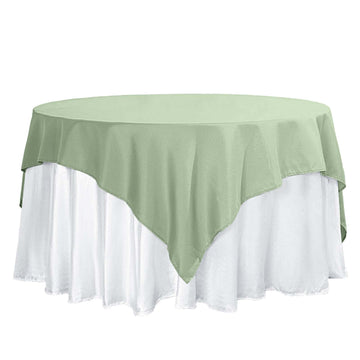 70"x70" Sage Green Square Seamless Polyester Table Overlay Washable Linen Overlay
