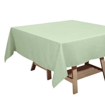 70"x70" Sage Green Square Seamless Polyester Tablecloth Washable Linen