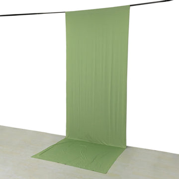 Sage Green 4-Way Stretch Spandex Backdrop Curtain with Rod Pockets, Wrinkle Resistant Drapery Panel - 5ftx14ft