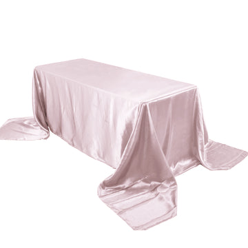 90"x156" Seamless Satin Rectangular Tablecloth - Blush for 8 Foot Table With Floor-Length Drop