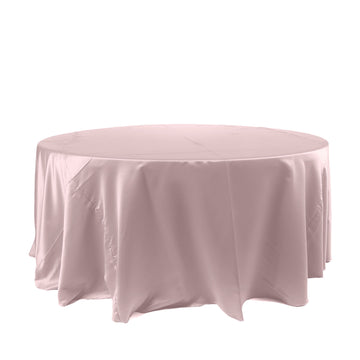 120" Seamless Satin Round Tablecloth - Blush for 5 Foot Table With Floor-Length Drop