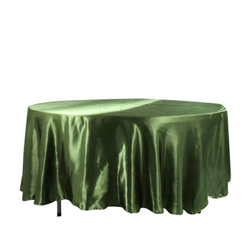 108" Seamless Satin Round Tablecloth Olive Green