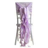 1 Set Lavender Lilac Chiffon Hoods With Ruffles Willow Chiffon Chair Sashes