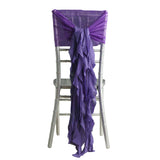 1 Set Purple Chiffon Hoods With Ruffles Willow Chiffon Chair Sashes