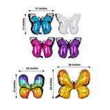 Set of 6 Assorted Butterfly Helium Foil Balloons, Fairy Tale Theme Party Supplies - 21,23,28inch