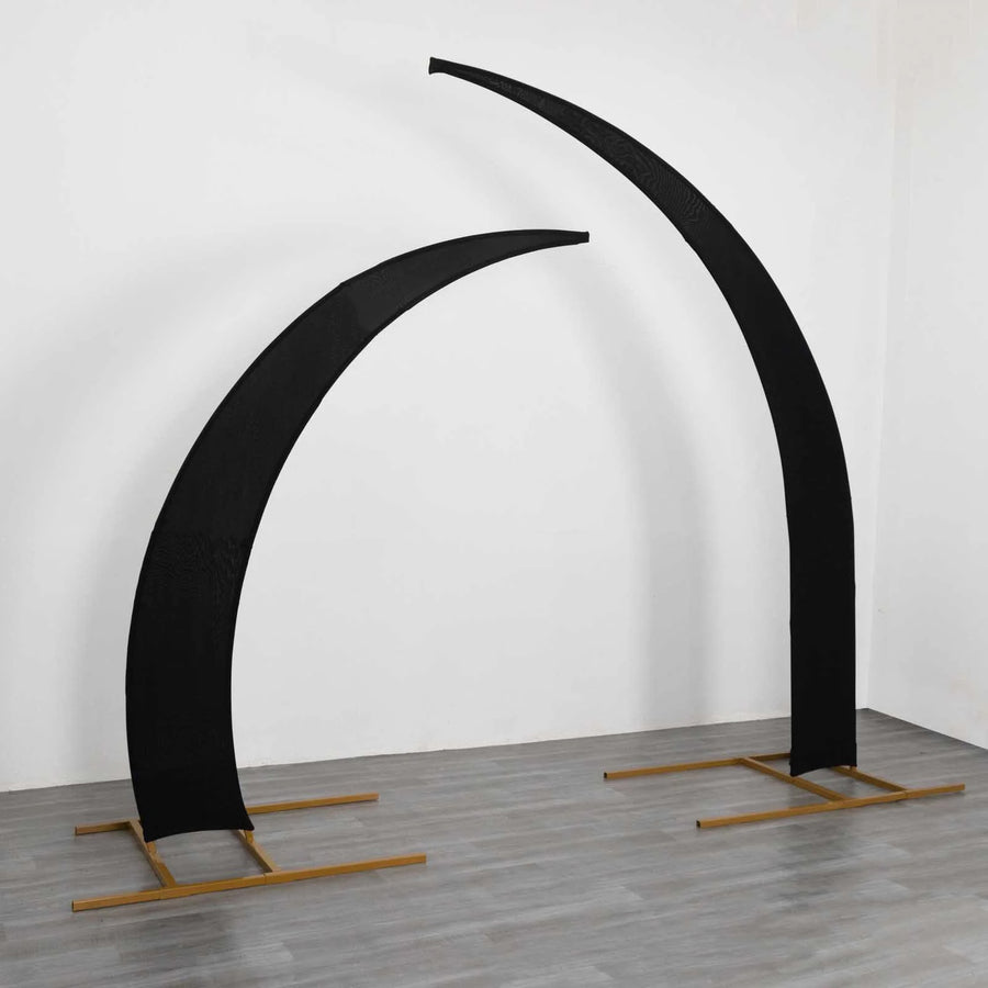 Set of 2 Black Spandex Half Crescent Moon Backdrop Stand Covers, Wedding Arch Cover
