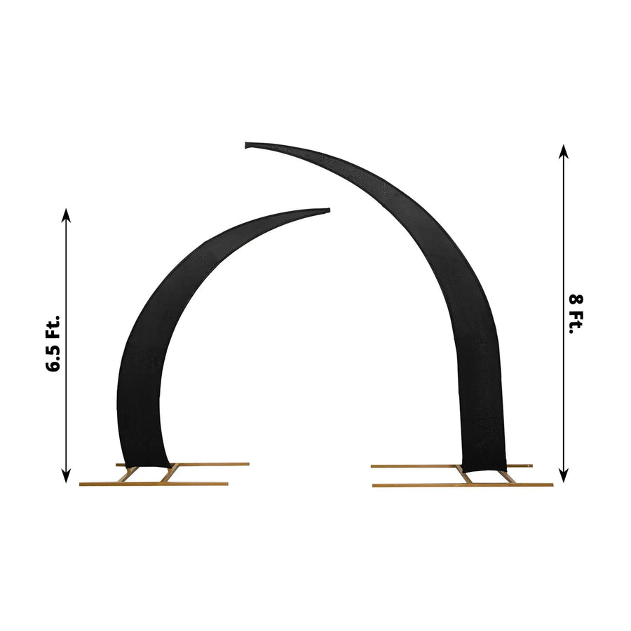 Set of 2 Black Spandex Half Crescent Moon Backdrop Stand Covers, Wedding Arch Cover