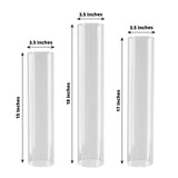 Set of 3 Clear Glass Open End Candle Shades, 3.5inch Wide Pillar Hurricane Candle Shades