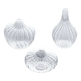 Set of 3 | Clear Glass Ribbed Design Mini Flower Bud Vases, Table Centerpiece Set - Assorted#whtbkgd