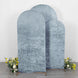 Set of 3 Dusty Blue Crushed Velvet Chiara Backdrop Stand Covers For Round Top Wedding Arches