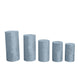 Set of 5 Dusty Blue Crushed Velvet Cylinder Pillar Prop Covers, Premium Pedestal Plinth Display Box 