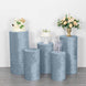 Set of 5 Dusty Blue Crushed Velvet Cylinder Pillar Prop Covers, Premium Pedestal Plinth Display Box 