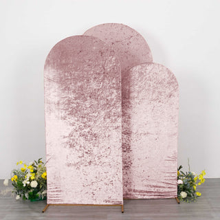Enhance Your Wedding with Dusty Rose Crushed Velvet Chiara Backdrop Stand Covers