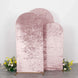 Set of 3 Dusty Rose Crushed Velvet Chiara Backdrop Stand Covers For Round Top Wedding Arches