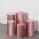 Set of 5 Dusty Rose Crushed Velvet Cylinder Pedestal Stand Covers, Premium Pillar Prop Covers