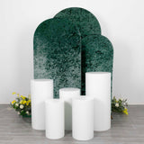 Set of 3 Emerald Green Crushed Velvet Chiara Backdrop Stand Covers For Round Top Wedding Arches