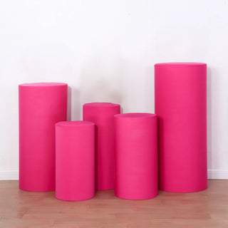 Add Elegance to Your Event with Fuchsia Cylinder Stretch Fitted Pedestal Pillar Prop Covers