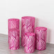 Set of 5 Fuchsia Wave Mesh Cylinder Pedestal Stand Covers with Embroidered Sequins, Premium