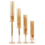 Set of 4 Gold Crystal Glass Hurricane Taper Candle Holders With Tall Cylinder Chimney Tubes#whtbkgd