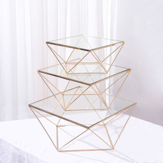 Elegant Gold Metal Geometric Cake Stand