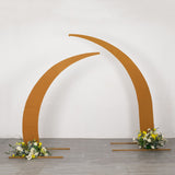 Set of 2 Gold Spandex Half Crescent Moon Backdrop Stand Covers, Wedding Arch Cover