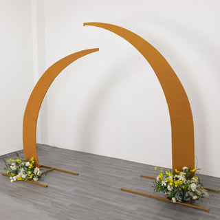 Set of 2 Gold Spandex Half Crescent Moon Backdrop Stand Covers