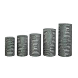 Set of 5 Hunter Emerald Green Sequin Mesh Cylinder Pedestal Pillar Prop Covers with#whtbkgd