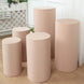 Set of 5 | Nude Cylinder Stretch Fitted Pedestal Pillar Prop Covers, Display Box Stand Covers