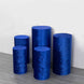 Set of 5 Royal Blue Crushed Velvet Cylinder Pillar Prop Covers, Premium Pedestal Plinth Display Box 