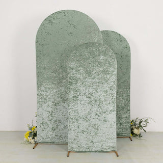 Enhance Your Decor with Sage Green Crushed Velvet Chiara Wedding Arch Covers