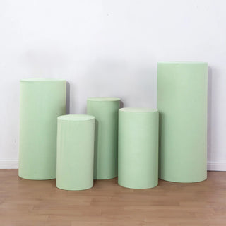 Enhance Your Event with Sage Green Stretch Fitted Pedestal Covers