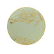Set of 20 Sage Green Plastic Dinner Dessert Plates With Metallic Gold Floral Design, Dispos#whtbkgd