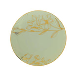 Set of 20 Sage Green Plastic Dinner Dessert Plates With Metallic Gold Floral Design, Dispos#whtbkgd
