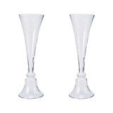 Reversible Trumpet Vase, Tall Glass Vases, Clear Vase, Glass Flower Vase#whtbkgd