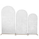 Set of 3 White Crushed Velvet Chiara Backdrop Stand Covers For Round Top Wedding Arches#whtbkgd