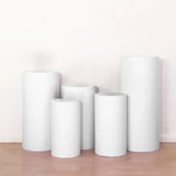 Set of 5 White Cylinder Stretch Fitted Pedestal Pillar Prop Covers