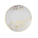Set of 20 White Plastic Dinner Dessert Plates With Metallic Gold Floral Design, Disposable#whtbkgd