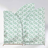 Set of 3 White Green Satin Chiara Wedding Arch Covers With Eucalyptus Leaves Print