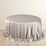 132inch Shimmer Silver Premium Scuba Round Tablecloth, Seamless Polyester Tablecloth