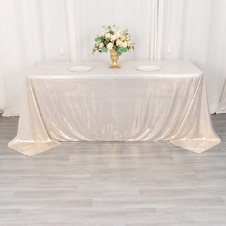 Elevate Your Dining Experience with the Beige Shimmer Sequin Tablecloth