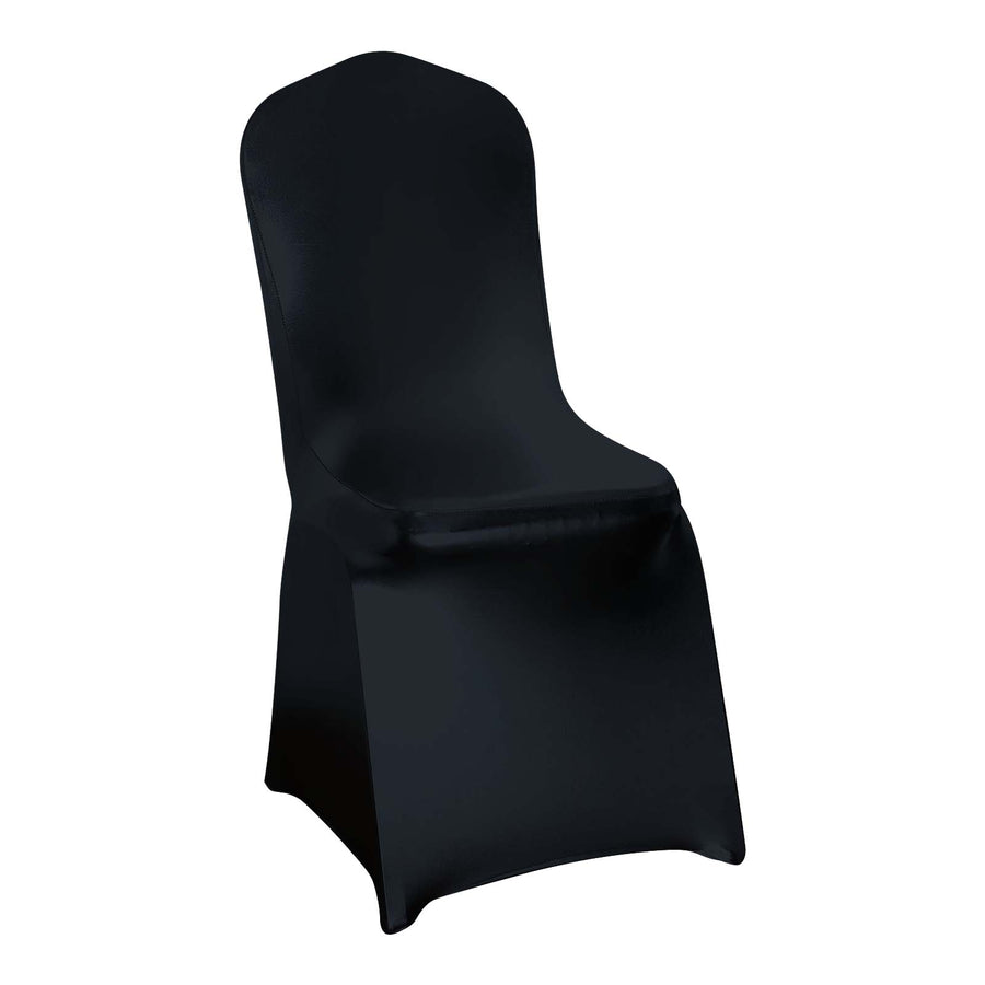 Shiny Metallic Black Spandex Banquet Chair Cover, Glittering Premium Fitted Chair Cover#whtbkgd