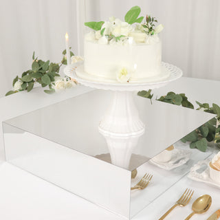 Silver Acrylic Cake Box Stand - Add Elegance to Your Event Decor