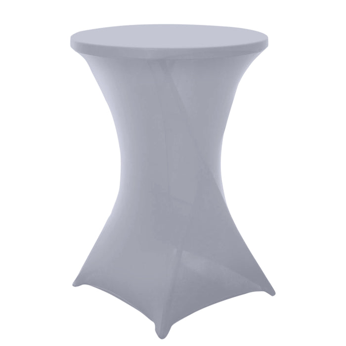 Silver Highboy Spandex Cocktail Table Cover, Fitted Tablecloth for 24"-32" Dia High Top Tables