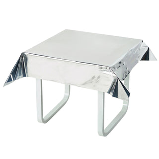 Add a Touch of Elegance with the Silver Metallic Foil Square Tablecloth