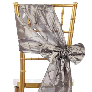 5 Pack | 7"x106" Silver Pintuck Chair Sashes