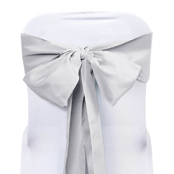 5 Pack 6"x108" Silver Polyester Chair Sashes