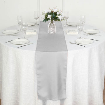 12"x108" Silver Polyester Table Runner