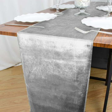 12"x108" Silver Premium Velvet Table Runner